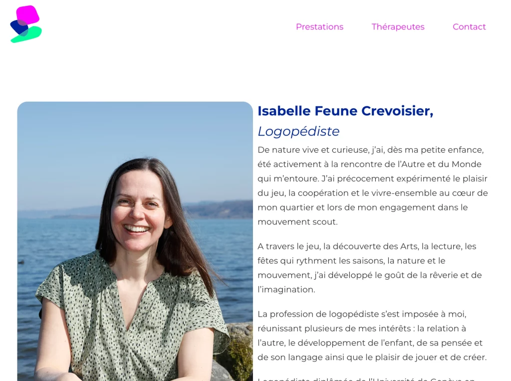 Aperçu de la page à propos d'Isabelle Feune Crevoisier